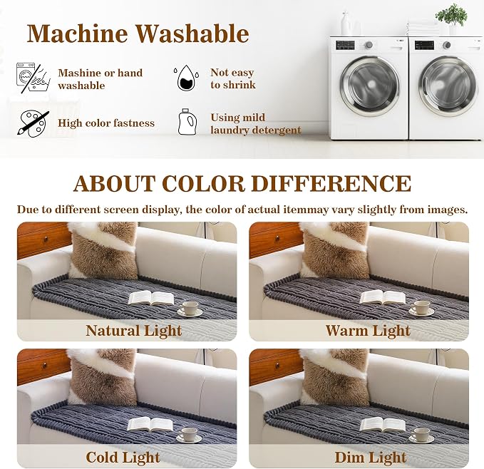 MYSKY HOME Couch Covers for 2 Cushion Sofa, Couch Cover for Dogs, Sofa Covers for Pets Washable, Soft Non-Slip Sofa Slipcovers, Loveseat Couch Covers, Furniture Protector, Dark Grey, 27.6" x 59" - Image 7