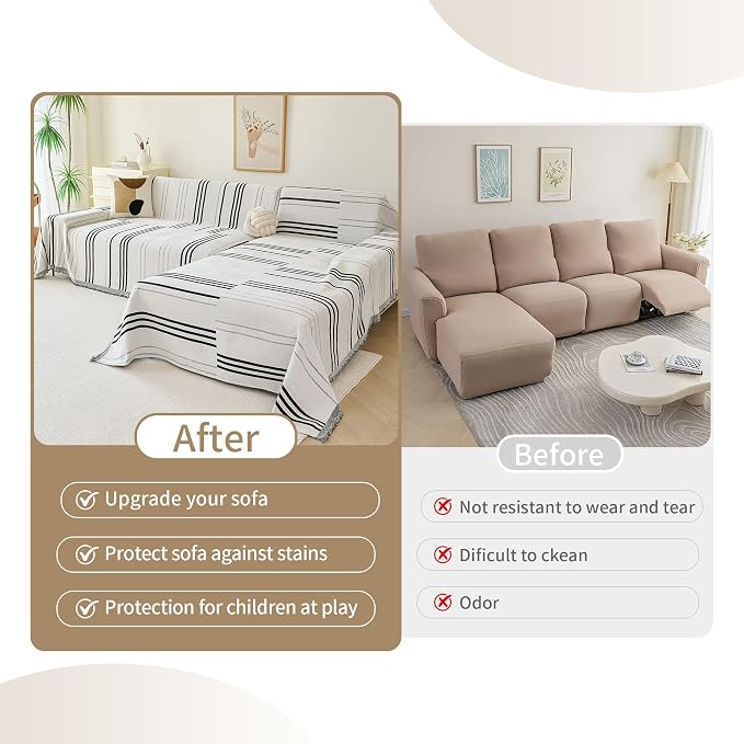 VANJOROY Couch Sofa Cover for 3 Cushion Sectional Sofa L-Shape -Washable Chenille Couch Cover for Dogs Pets, Boho Couch Cover Protector Soft Sofa Slipcovers with Tassel,71"x 134" - Image 9
