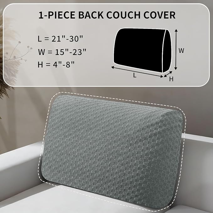 YEMYHOM Couch Cushion Covers for Sofa, Stretch Sectional Back Cushion Covers Washable Thick Furniture Protector Sofa Slipcovers for Pets (1PC Back Couch Cover, Light Gray) - Image 2