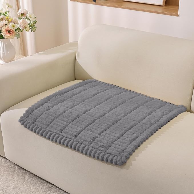Fuzzy Pet Couch Covers for Dogs Washable, Thick Couch Covers for 2 Cushion Sofa Pet Friendly, Non Slip Plush Dog Couch Cover for for Sectional, Loveseat (Charcoal Gray, 27.6" x 27.6") by CYCMACOHOME