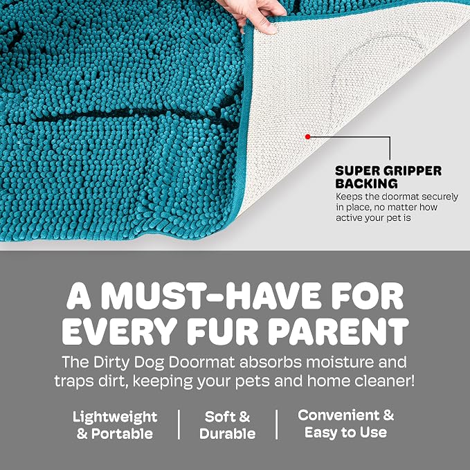 Dog Gone Smart Cat Litter Mat - Super Absorbent Microfiber - Plush Surface Traps Litter, Dirt & Moisture - Washable - Built with Double Basting & Stitching for Lasting Use -Pacific Blue, 35 x 26 In - Image 3