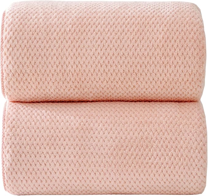 40x80 Inches Bath Sheets Towels for Adults Oversized Bath Towels Extra Large Luxury Super Soft Absorbent Quick Dry Microfiber (Pink, 2PCS) by Akzpe