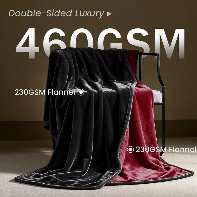gogobunny Waterproof Reversible Flannel Blanket for Dogs and Cats, Double-Sided Furniture Protector Throw for Sofa, Couch, Bed Against Spills & Pet Fur (60" x 80", Black/Red) - Image 2