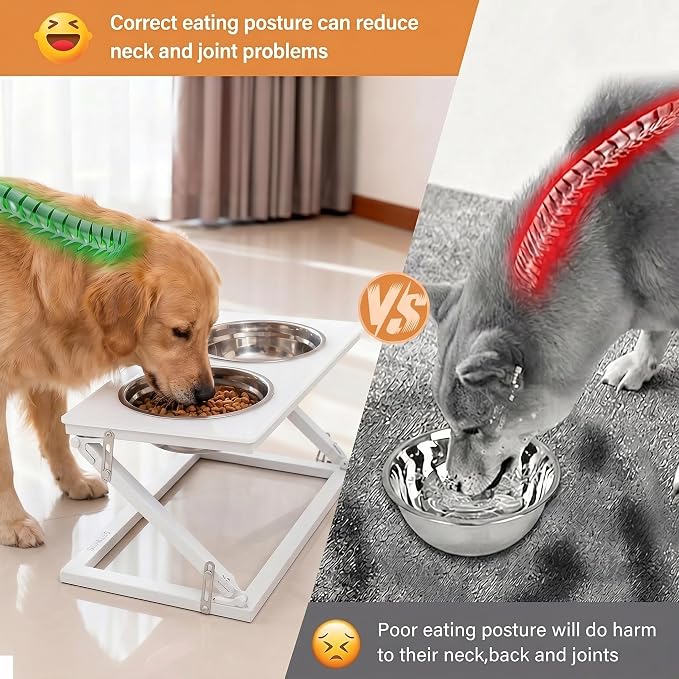 Elevated Dog Bowl, Adjustable Height and Tilt Angle Dog Bowl Stand | Precisely Adjust Height And Tilt Angle, Easy To Clean, Equipped With 2 Stainless Steel Food Bowls, Sturdy And Durable. - Image 3
