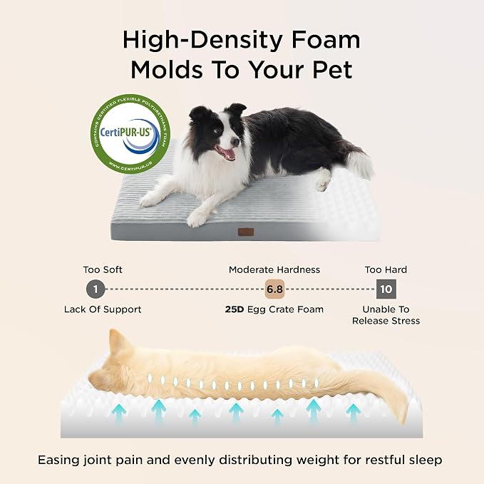 Bedsure ComfyFleece XL Dog Bed for Crate with Washable Cover, 41x27 | Orthopedic Egg Crate Foam Pet Mat,Removable Cover, Nonslip Bottom,Not Waterproof,Not Chewproof,For Extra Large Breeds ≤70lbs - Image 3