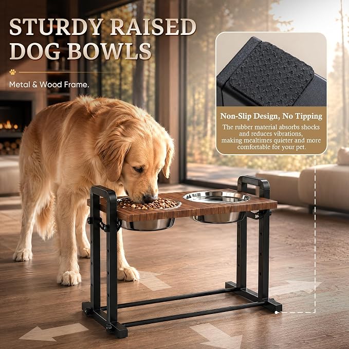 CZPET Elevated Dog Bowls, Angle&Height Adjustable, 2L Stainless Steel Bowls | Tilted Platform (0°, 7.5°, 15°) Dog Bowl Stand, Stable & Sturdy Metal Raised Dog Feeding Station, For Large Medium Small Dogs - Image 5