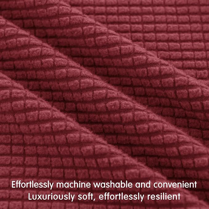 Hokway Couch Cushion Covers Christmas Wine Red Stretch Cushion Covers Sofa Seat Cushion Slipcover Cushion Protector(Wine, Medium) - Image 5
