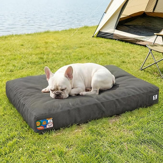 Sytopia 30 Inch Canvas Outdoor Dog Bed for Medium Dogs, Durable Dog Bed with Waterproof Machine Washable Removable Cover, Indoor Patio Pet Pad for Crate, Dark Grey by Sytopia