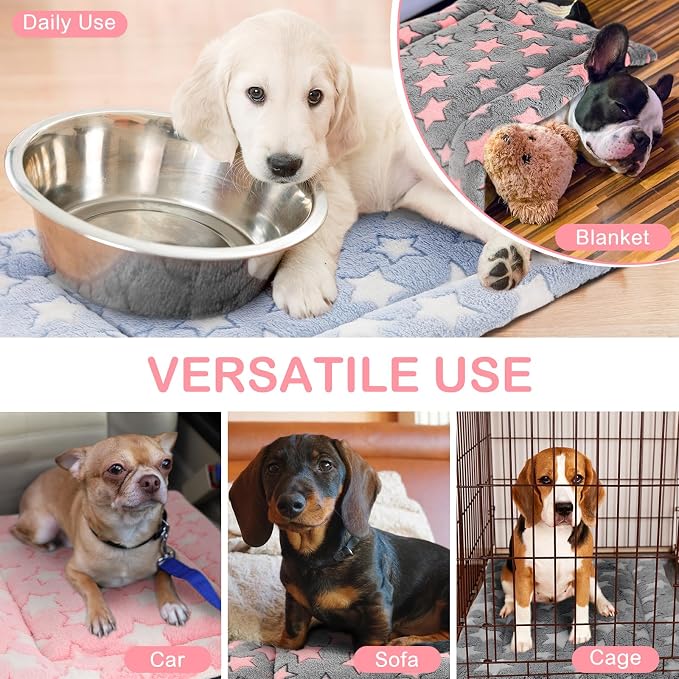 VitalCozy 4 Pcs Dog Crate Pads, Ultra Soft Warm Washable Anti-Slip Kennel Bed Mat for Pets, Reversible, Replaceable, Cage Liner for Small Medium Large Dogs and Cats(18 x 14 x 1.6 Inch,Star,Colorful) - Image 4