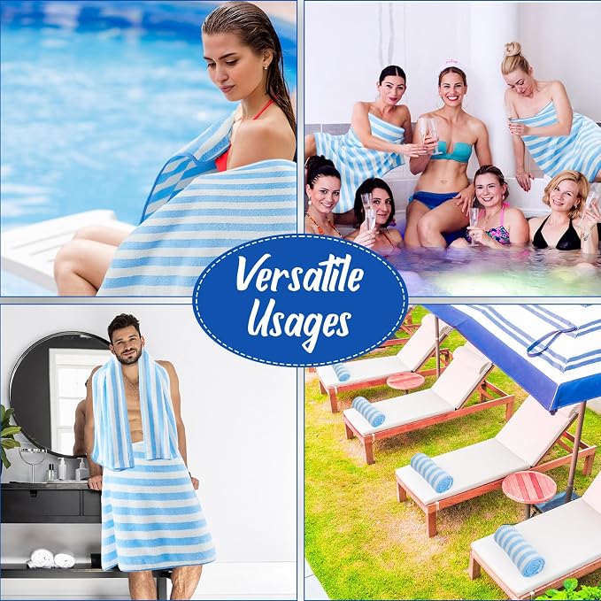 SmoothNovelty 8 Pack Microfiber Bath Towels Bulk 27'' x 60'' Oversized Bath Towel Highly Absorbent Extra Large Shower Sheets Soft Drying for Beach Pool Bathroom Salon Party(Blue) - Image 7