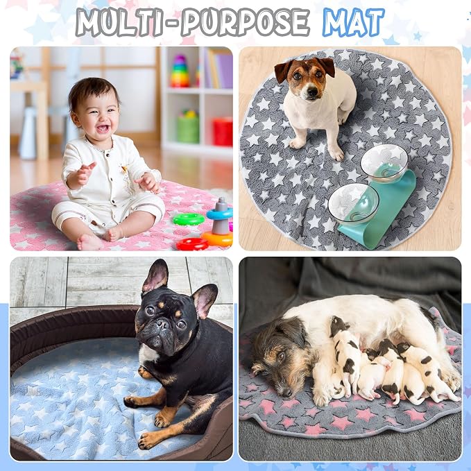 Hahafelt 4 Pcs Round Whelping Pee Pads Washable for Dogs Waterproof Pet Training Mats Reusable Puppy Whelping Pads Non Slip Cat Dog Bed Mat for Crate Kennel(Large Star,32 Inches) - Image 5
