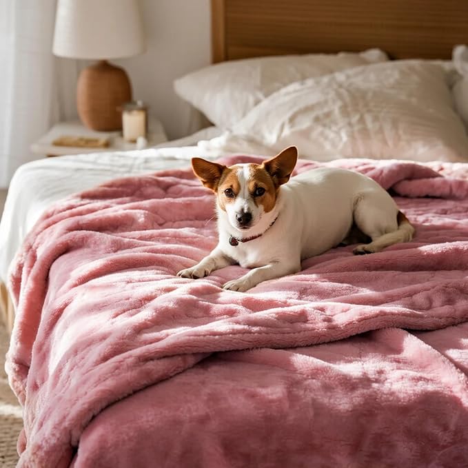 gogobunny Waterproof Bed Blanket, Reversible Sherpa Fleece Throw Blanket for Dog Puppy Cat, Furniture Cover Protects Bed Couch Sofa from Liquid Pee and Pet Fur (Pink, 90x108 inches) - Image 7