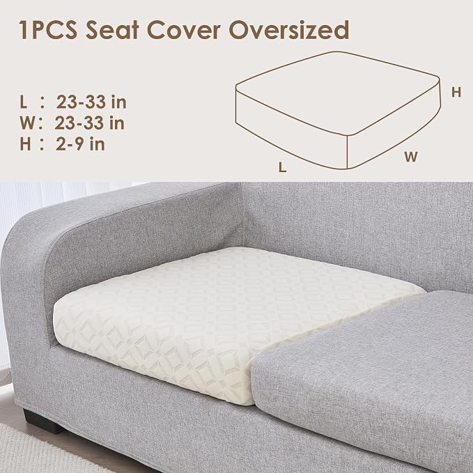 Genina Waterproof Couch Cushion Covers for Pets Washable Sofa Seat Covers | Non Slip,Stretch Jacquard Fabric,Pet Hair & Scratch Protection,Easy Installation,Furniture Protector,Sectional,1 Piece Large - Image 6