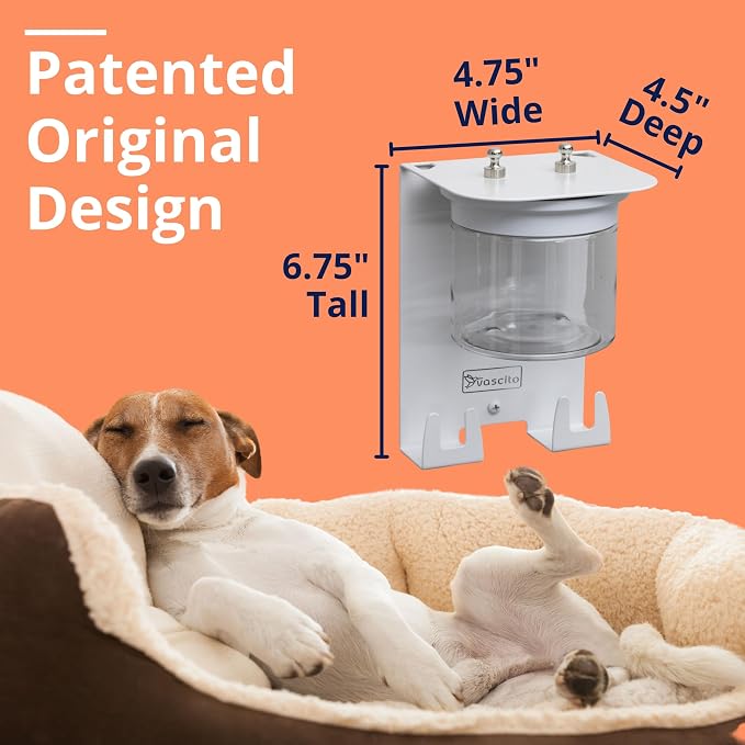 Dog Leash Holder for Wall with Shelf — Wall Mounted Dog Treat Holder & Station, 1 Airtight 16oz Treat Container, 6 Hooks, Patented Lidless Slide-to-Seal Jar, Solid Steel, Made in USA, White - Image 4