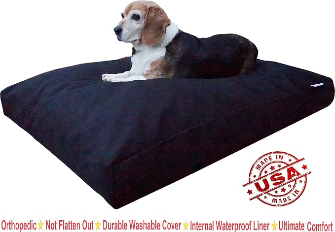 Dogbed4less XL Memory Foam Dog Bed Pillow with Waterproof Liner and Durable Pet Bed Canvas Cover 40X35 Inches, Black - Image 2