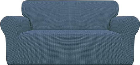 Easy-Going Stretch Oversized Loveseat Couch Covers Washable Bluestone | 1-Piece Large Loveseat Cover for 2 Cushion Couch Furniture Protector RV Sofa Slipcover Soft with Bottom for Kids Pets by Easy-Going
