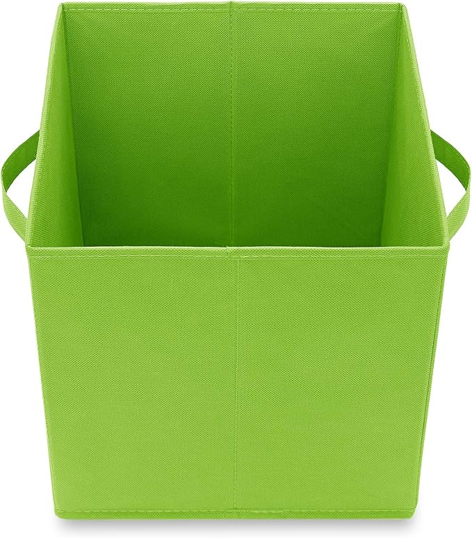 Casafield Set of 12 Collapsible Fabric Cube Storage Bins, Lime Green - 11" Foldable Cloth Baskets for Shelves, Cubby Organizers & More - Image 4