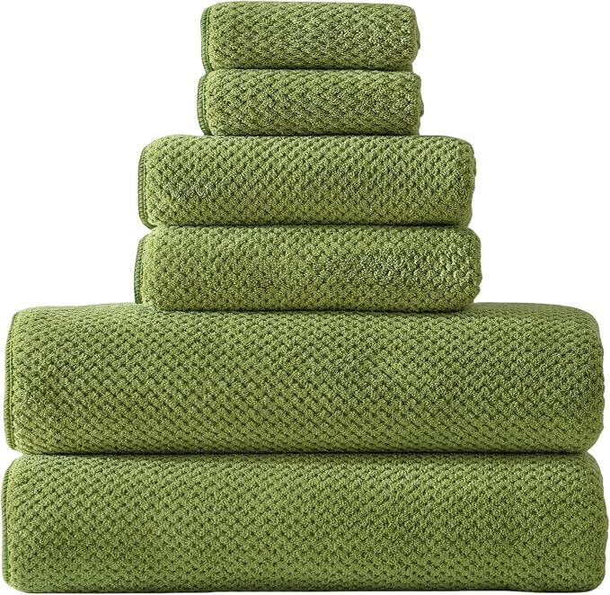 30x60 Inches Extra Large Bath Towels Set Super Soft Absorbent Luxury Microfiber Towels for Bathroom (Sage Green, 6PCS) by Akzpe