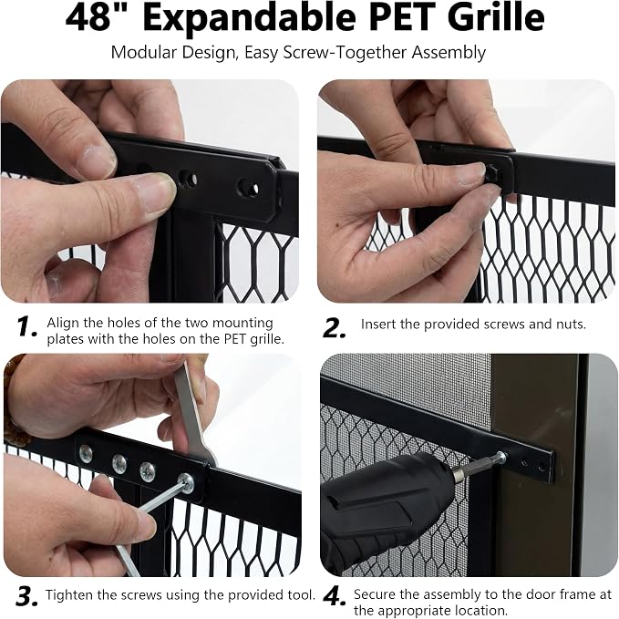 Guardian Steel Pet Grille Screen Door Protector for Dogs Pets Cats Scratch Protector Replacement RV Screen Door Guard Pet Proof Screen Door (Black, 48 Inch) - Image 6