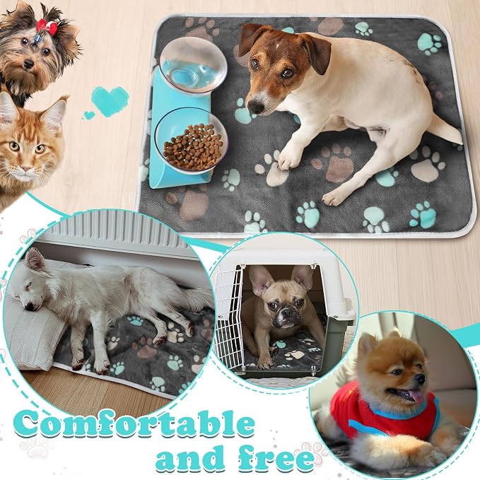Reginary 4 Pcs Waterproof Guinea Pig Blankets Washable Small Animal Fleece Bedding Absorbent Guinea Pig Cage Liners Reusable Training Pee Pad Pet Sleep Mat for Hamster(Cute Paw,24 x 16 Inch) - Image 3