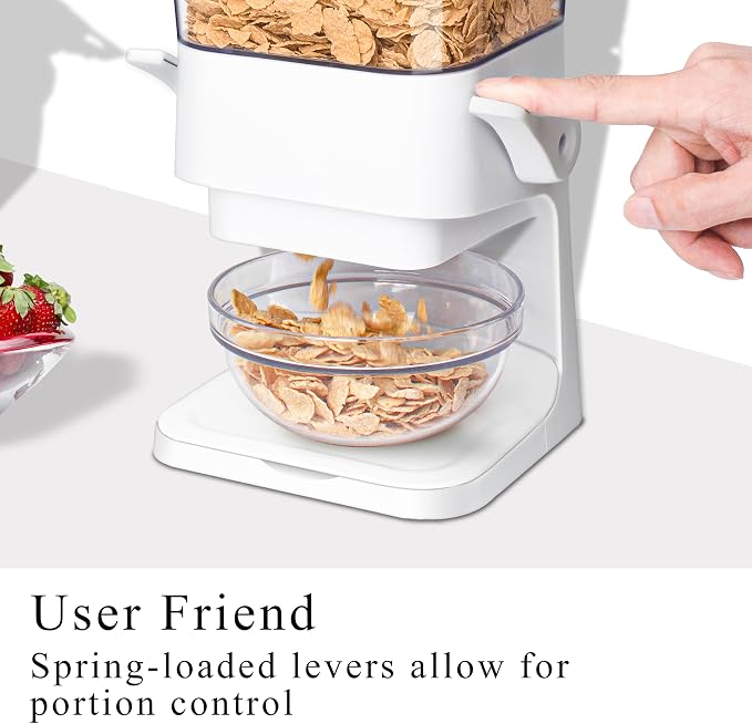 Cereal Dispenser Countertop, 5L Cereal Containers Storage Dispenser for Pantry, Large Dry Food Cereal Dispenser, Not Easy to Crush Cereal, Can Hold Oatmeal, Snack, Grain, Pet Food (White, 2Pc) - Image 7