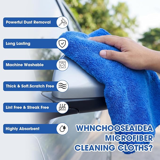Shimeyao 30 Pcs 16 x 24 Inch Edgeless Microfiber Plush Towels for Cars Detailing Drying Wash Polishing Absorbent Cleaning Cloths, 500 GSM (Dark Blue) - Image 4