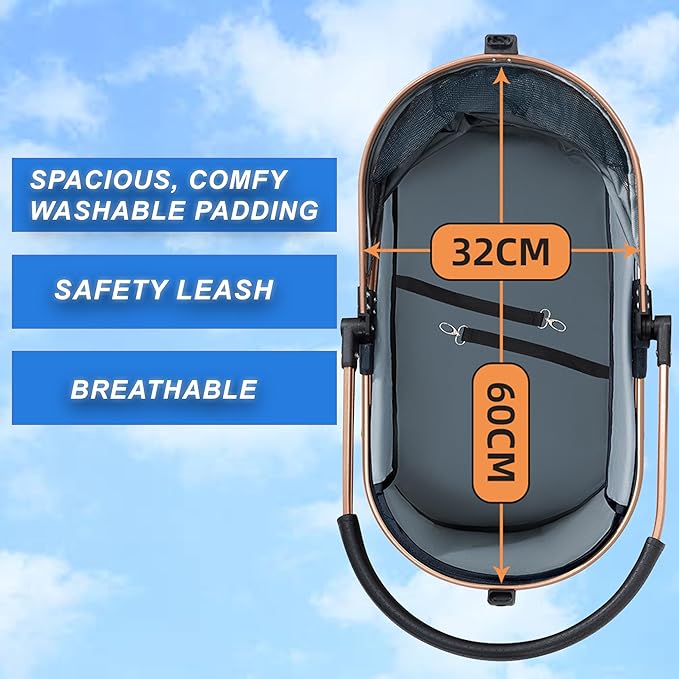 Pet Stroller for Small Dogs & Cats, Foldable for Small/Medium Dog Cat to 50 lbs, Removable Carrier, Storage Basket, Cup Holder, 3-in-1 Multifunctional Detachable (Black)