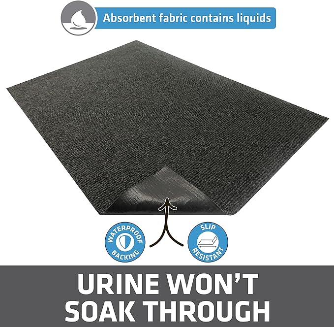 Drymate Cat Litter Box Mat, Litter Trapping Mat, Charcoal, 30x45 Jumbo XXL | Waterproof, Urine-Proof, Absorbent, Machine Washable, Soft on Paws, Contains Mess, Protects Floors, Kitten Supplies, USA Made - Image 3