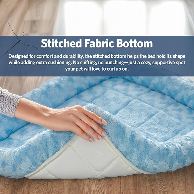 MidWest Homes for Pets QuietTime Fashion XS Dog Bed - Blue Faux Fur Bolster, Ultra-Soft and Machine Washable, Fits 22-Inch Crates and Carriers, for Small Dogs and Cats - Image 5