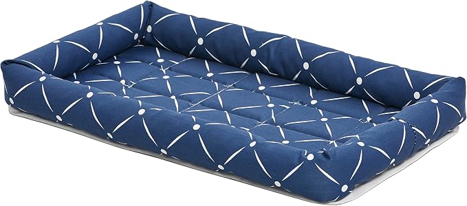 MidWest Homes for Pets 40222-BLD Quiet Time Couture Ashton Bolster Pet Bed, Small Dog/22, Blue by MidWestHomesForPets