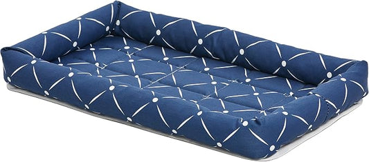 MidWest Homes for Pets 40222-BLD Quiet Time Couture Ashton Bolster Pet Bed, Small Dog/22, Blue by MidWestHomesForPets