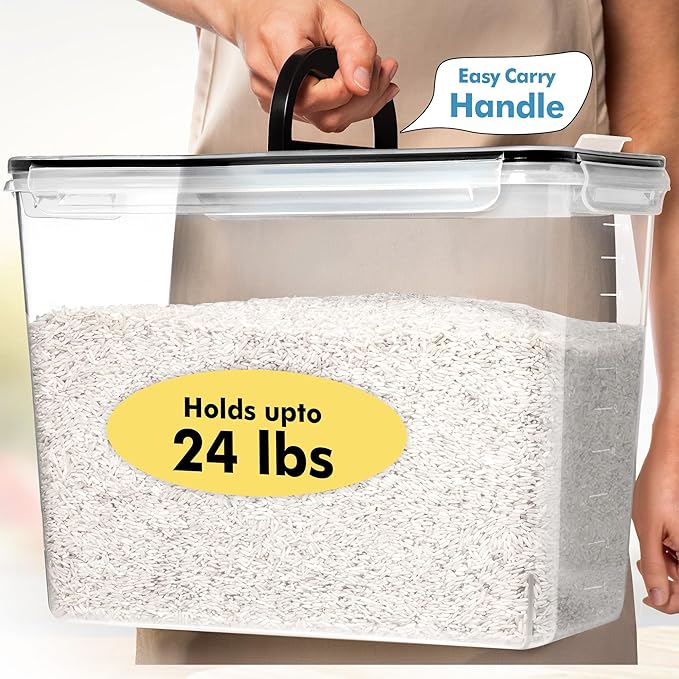 Shazo 2 PC (11L | 372 oz) Flour Sugar Storage Containers with Spout Lid & Easy Carry Handle - BPA Free Extra Large Airtight Food Storage Containers with Lids - Rice Canisters Sets for Kitchen & Pantry - Image 2