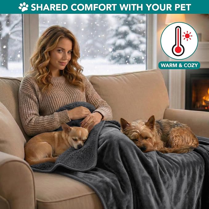 PetAmi Premium Waterproof Dog Blanket for Medium Large Dogs, Reversible Sherpa & Flannel Fleece, Leakproof Pet Throw for Couch Protection, Soft Plush Furniture Protector for Cats, Washable, 40x60 Grey - Image 7
