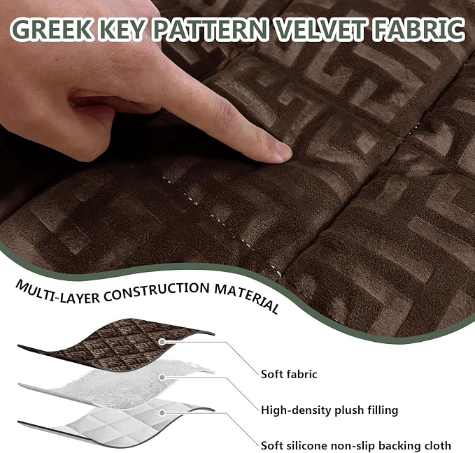 Paw Cart Couch Cover Caravan Quilted Sofa Topper Greek Key Pattern Washable Non Slip Soft Pet Protector for Any Type of Couch (Coffee,W 94“ x D 28” 1 Piece) - Image 5