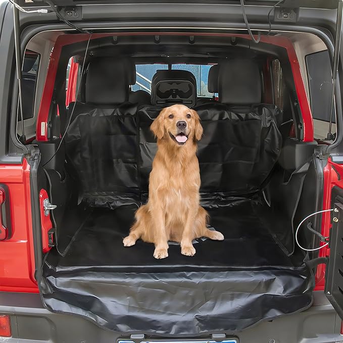 Dog Trunk Liner for Jeep - Heavy Duty Waterproof Oxford Cargo Protector for 2007-2026 Wrangler JK JL 4-Door, Nonslip Washable Pet Seat Cover & Anti-Scratch Liner (Star) by BESTAOO