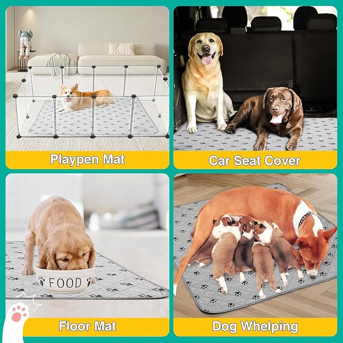 FUWERY Washable Pee Pads for Dogs ,30"X34", Thick Heavy Absorbency Reusable, Prevent Leakage, Non-Slip Pee Pads for Puppy Playpen,Potty Training, Grey, 2 Packs - Image 9