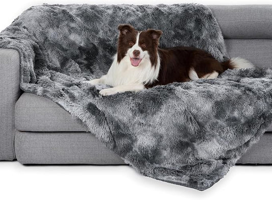 gogobunny Waterproof Dog Blanket for Couch & Furniture Protection - Super Soft Reversible Throw for Large Dogs & Cats, Calming Washable Fur & Sherpa Pet Blanket(50x60 Inch, Tie-dye Grey) by gogobunny