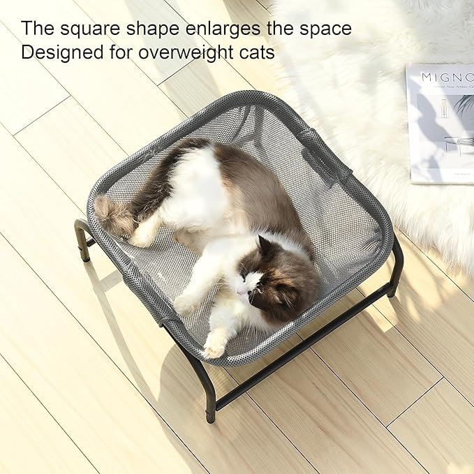 JUNSPOW Cat Bed [Designed for Big Cats] Cat Hammock Dog Bed Pet Square Hammock Bed Free-Standing Kitty Sleeping Couch Pet Supplies Whole Wash Stable Detachable Easy Assembly Indoor Outdoor - Image 2