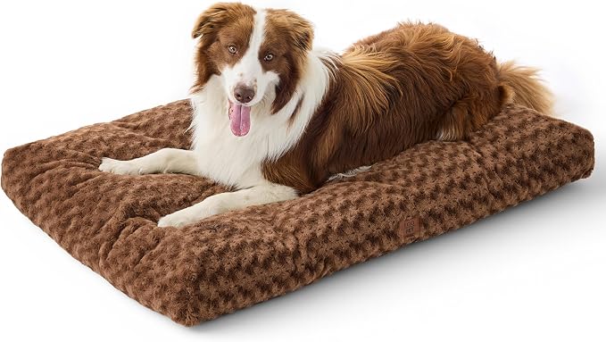 EGOHOME Dog Bed for Large Dogs, Shredded Memory Foam, Washable, Non-Slip | Balanced Support Foam, CertiPUR-US, Removable Washable Cover, Rose Velvet, Dog Crate Bed & Kennel Pad, 35 x 23 Inch, Brown by Unknown