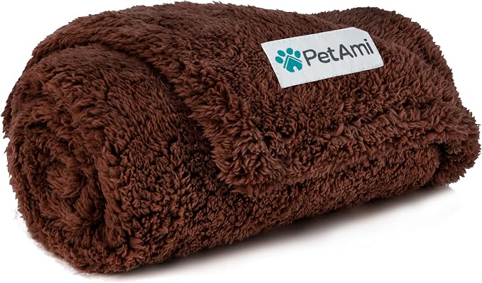 PetAmi Fluffy Waterproof Dog Blanket for Couch and Bed, Reversible Sherpa Pet Throw, Pee Proof Furniture Protector Sofa Cover, Washable Cat Blanket for Small Medium Dogs and Cats (Brown, 29x40) by PetAmi