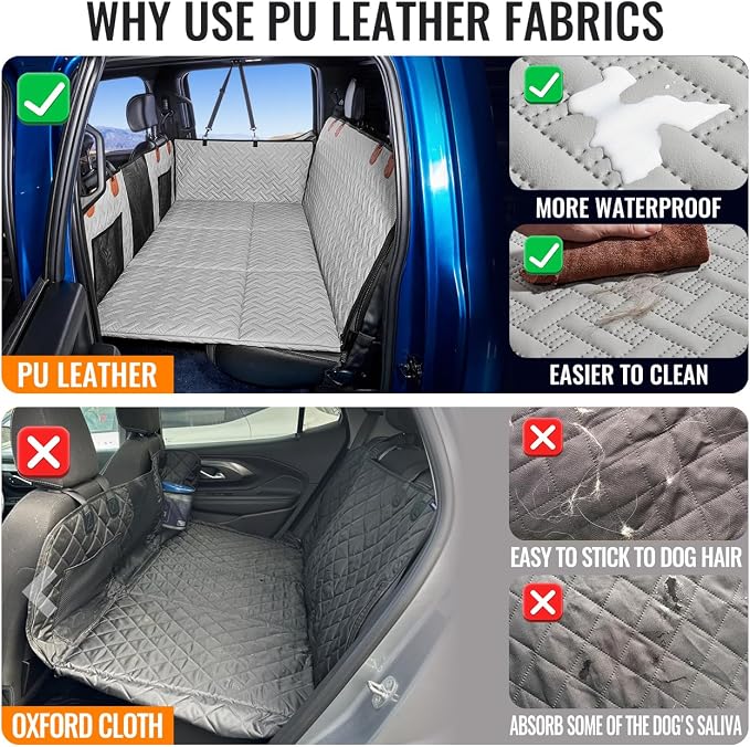 MAXFUT Dog Back Seat Extender for Truck,Dog Seat Cover Back Seat,Dogs Hammock,Hard Bottom Backseat Extender for Pet,Pet Seat Cover for F150/RAM1500/Silverado - Image 3