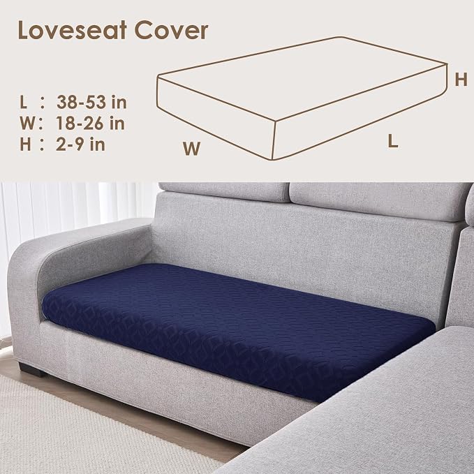 Genina Waterproof Couch Cushion Covers for Pets Washable Sofa Seat Covers | Non Slip,Stretch Jacquard Fabric,Pet Hair & Scratch Protection,Easy Installation,Furniture Protector,Loveseat Cover - Image 2