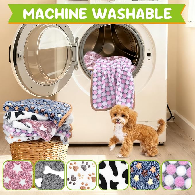 6 Pcs Dog Blanket Super Soft Pet Puppy Blankets Calming Blanket for Small, Medium Dogs Warm Sleep Mat Flannel Blanket for Dogs Puppy Cat (24"×16") - Image 4