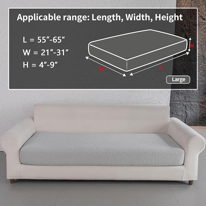 OHSIO Couch Cushion Covers for Sectional Sofa, Stretch Soft Sofa Slipcovers Washable Wear-Resistant Universal Furniture Protector for Living Room(1 Piece Large Cover, Light Gray) - Image 2