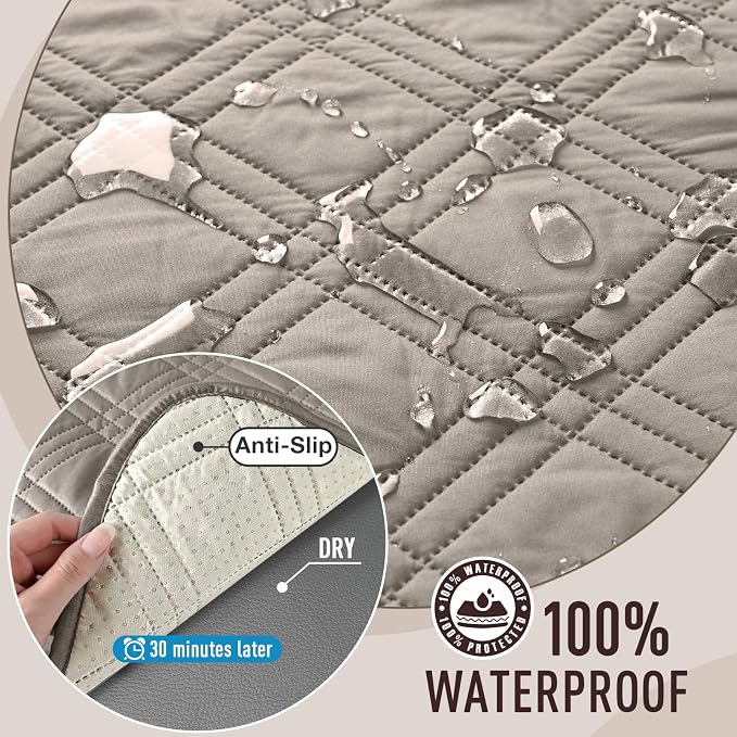 TAOCOCO Waterproof Oversized Sofa Covers for Pets Without Back Cover, Couch Seat Covers with Pocket for 4 Cushion Sofa Washable Dog Couch Protector Sofa Slipcovers(Oversized Sofa, Light Brown) - Image 4