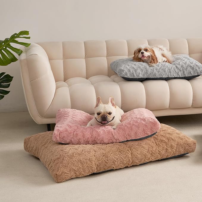 EHEYCIGA Washable Dog Bed for Crate 44x32 Inch, Anti-Slip XL Plus Kennel Pad for Extra Large Dogs Up to 85 lbs, Plush and Comfy Pet Sleeping Mat, Pink - Image 9
