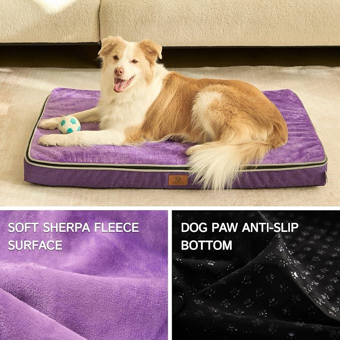 LIROCE Washable Dog Bed Cover Replacement, XL Wrap-Around Zipper Cover for Orthopedic Memory Faom Dog Bed (41x27x4 inches), Purple - Image 3