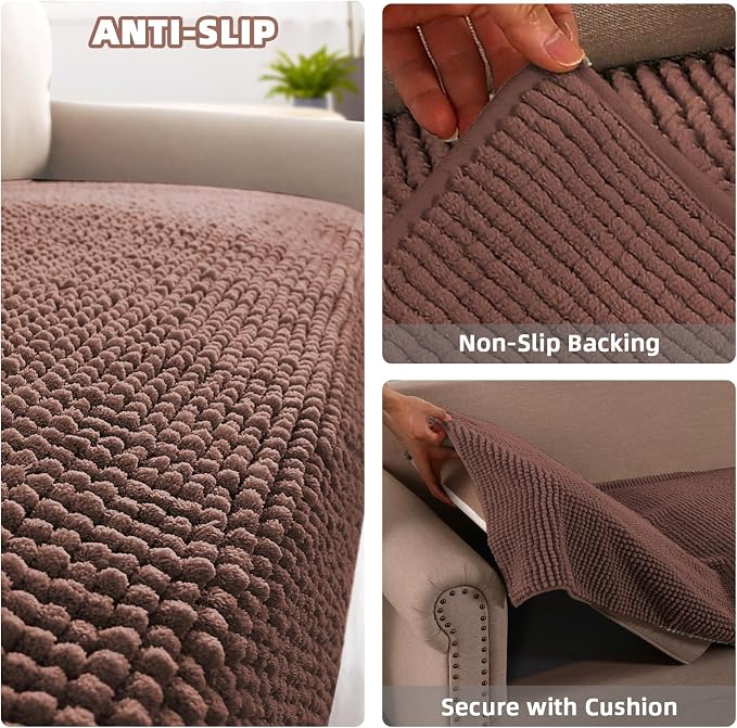 Flamingo P Chenille Dog Bed Cover Thick Couch Cover for Dogs Washable Pet Sofa Cover Protector Non-Slip Couch Covers for 3 Cushion Couch Furniture Protector Pet Friendly, 35" x 74" Caramel - Image 2