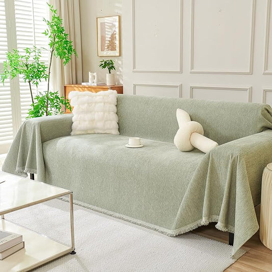DREAMINGO Sofa Covers Washable Thick Chenille Couch Cover for 3 Cushion Couch Sofa Multi-Use Couch Cover Blanket Modern Pet Furniture Protector Sectional Couch Slipcover 91"x150", Sage Green by DREAMINGO