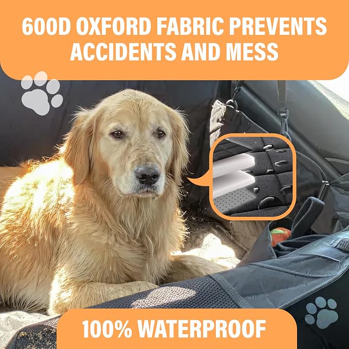 Active Pets Dog Car Seat Cover for Back Seat, Waterproof Pet Protection Hammock, SUV Truck Car Backseat Protector with Safety Features, Blue - Image 2